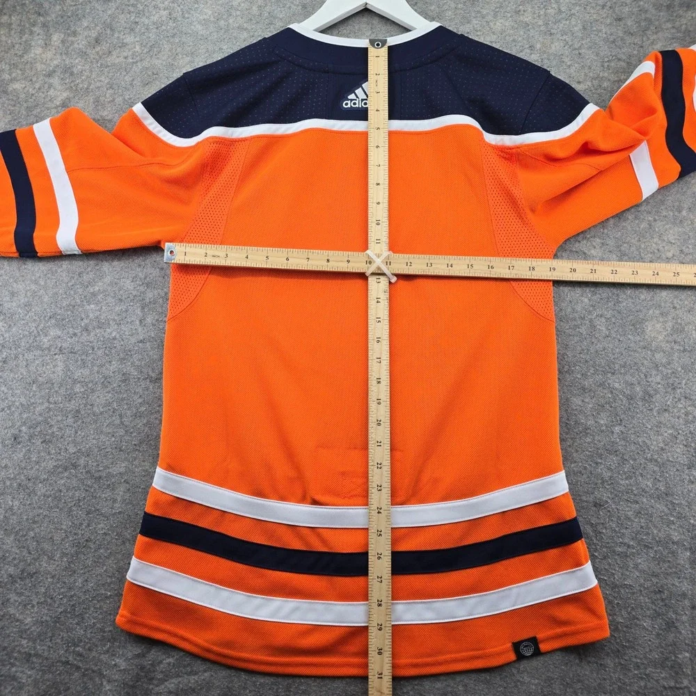 Adidas Edmonton Oilers NHL Jersey Mens 44 Orange Primegreen Hockey Fight Strap